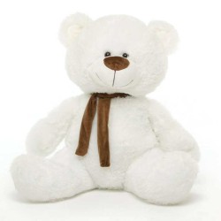 White 5 Feet Big Teddy Bear with Muffler